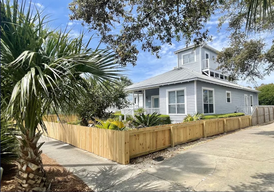 Exterior of cozy beach home just steps from the ocean